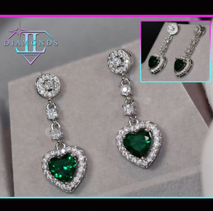 Womens green diamond earrings