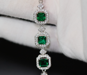 Womens Green Gemstone Bracelet | Green Diamond Bracelet