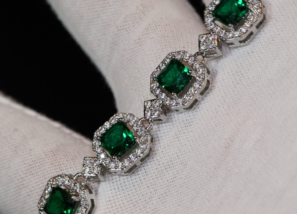 Womens Green Gemstone Bracelet | Green Diamond Bracelet
