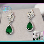 Womens green diamond earrings