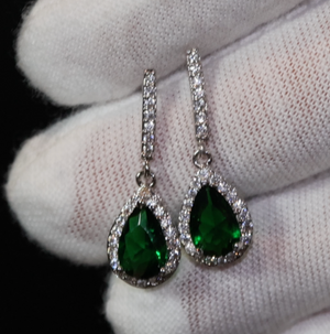 Green Diamond Earrings | Emerald Green Diamond Earrings