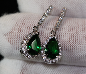 Green Diamond Earrings | Emerald Green Diamond Earrings