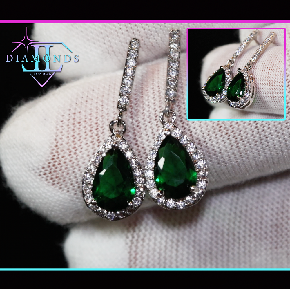 Emerald Green Diamond Earrings