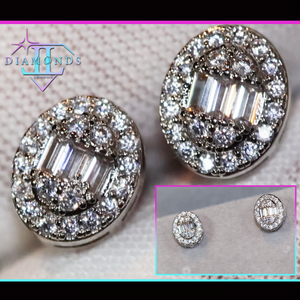 Oval Diamond Ear Studs