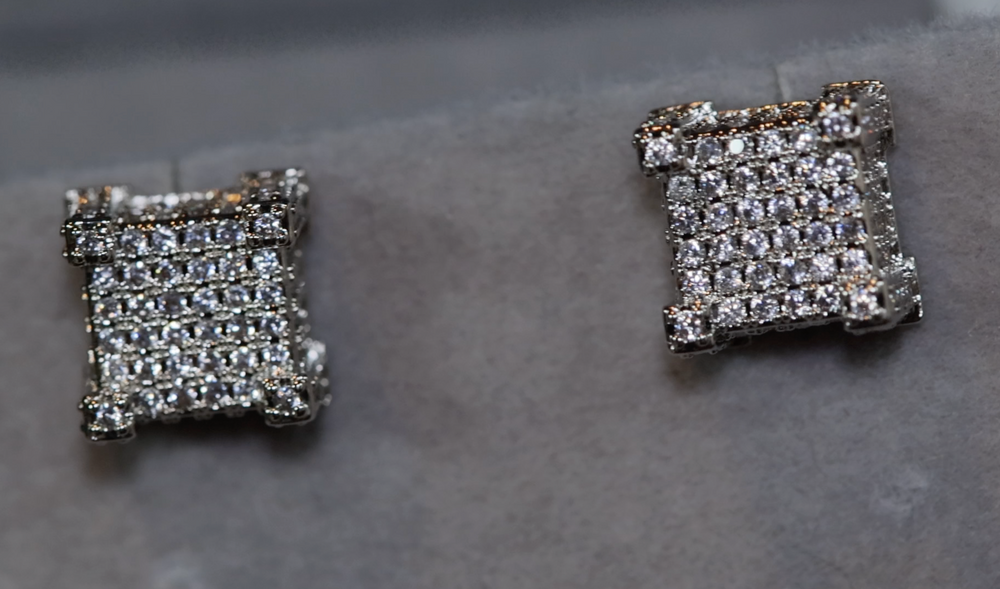 Iced Out Ear Studs | Hip Hop Diamond Ear Studs | Mens Iced Stud Earrings | Mens Diamond Ear Studs