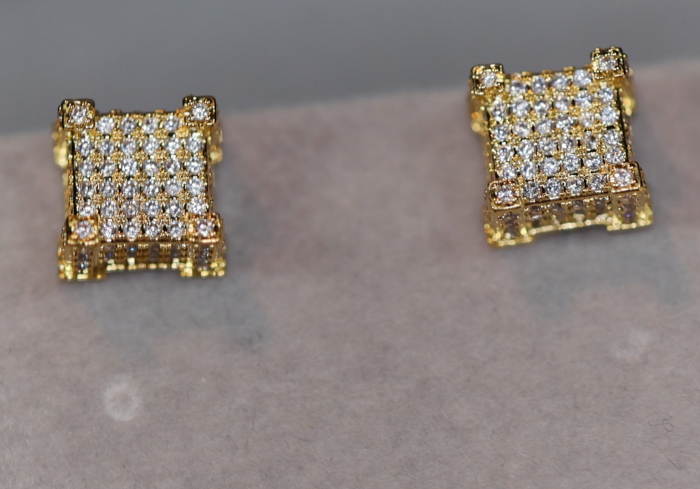 
            
                Load image into Gallery viewer, Iced Out Earrings | Gold Diamond Earrings | Womens Earrings | Diamond Ear Studs | Mens Gold Diamond Stud Earrings | Mens Diamond Ear Studs
            
        