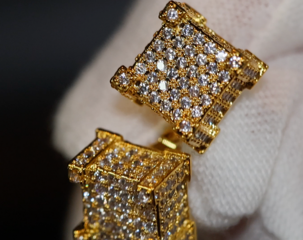 
            
                Load image into Gallery viewer, Iced Out Earrings | Gold Diamond Earrings | Womens Earrings | Diamond Ear Studs | Mens Gold Diamond Stud Earrings | Mens Diamond Ear Studs
            
        