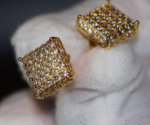 Gold Diamond Ear Studs