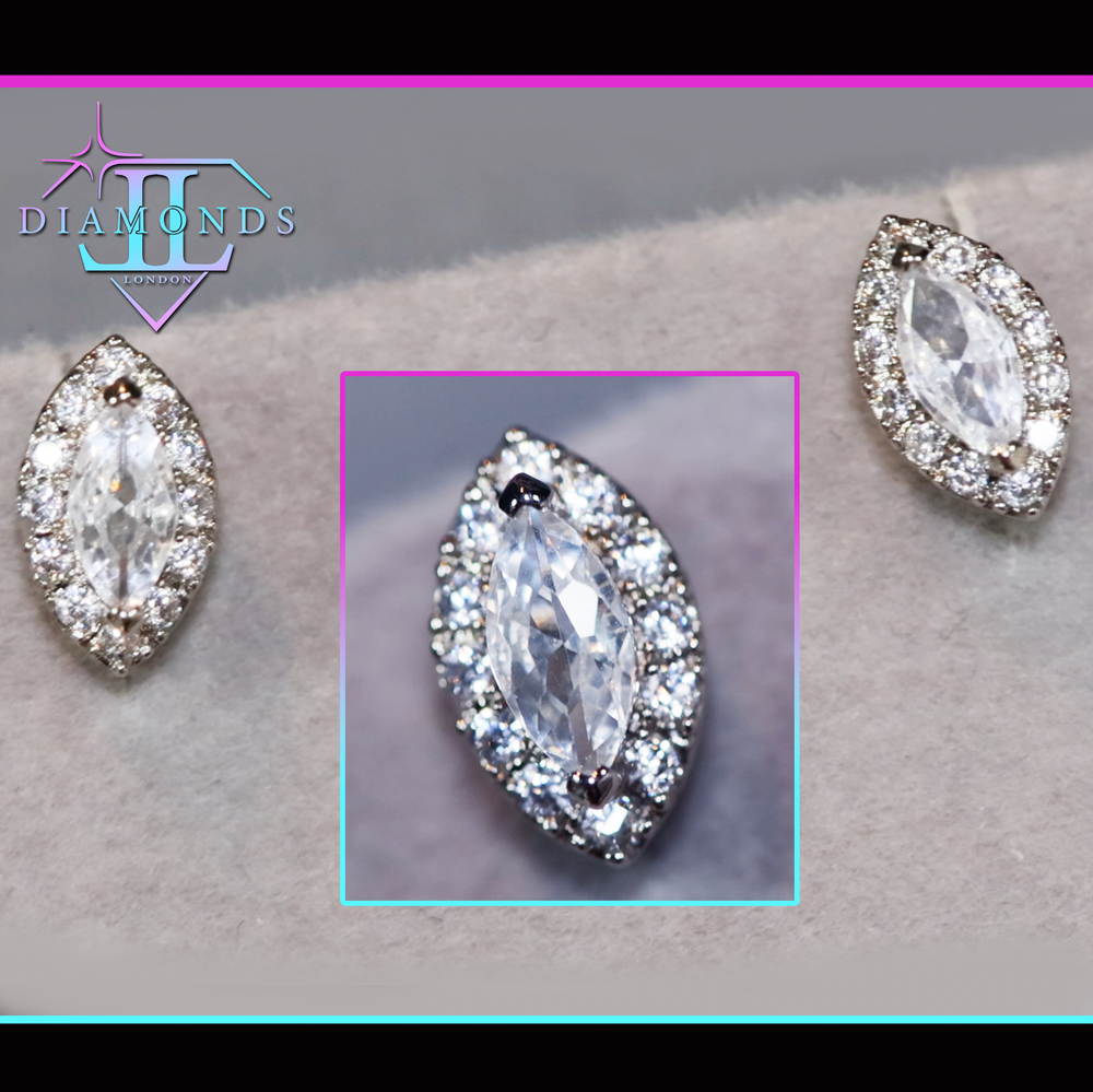 marquise diamond ear studs