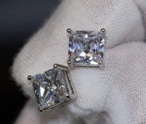 Ear Studs | Princess Cut Ear Studs | Princess Cut Diamond Ear Studs