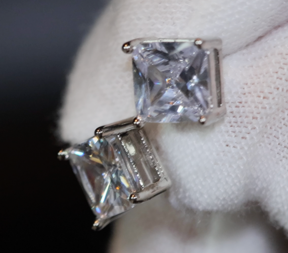 Ear Studs | Princess Cut Ear Studs | Princess Cut Diamond Ear Studs