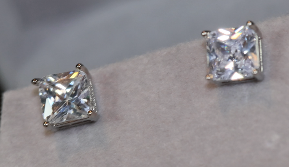 Ear Studs | Princess Cut Ear Studs | Princess Cut Diamond Ear Studs