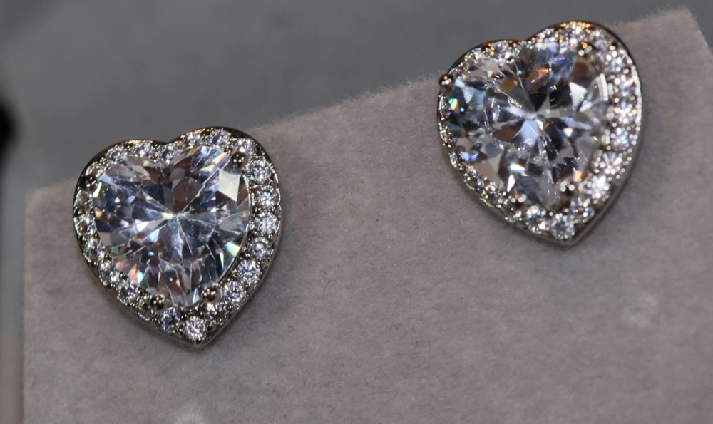 Diamond Heart Ear Studs