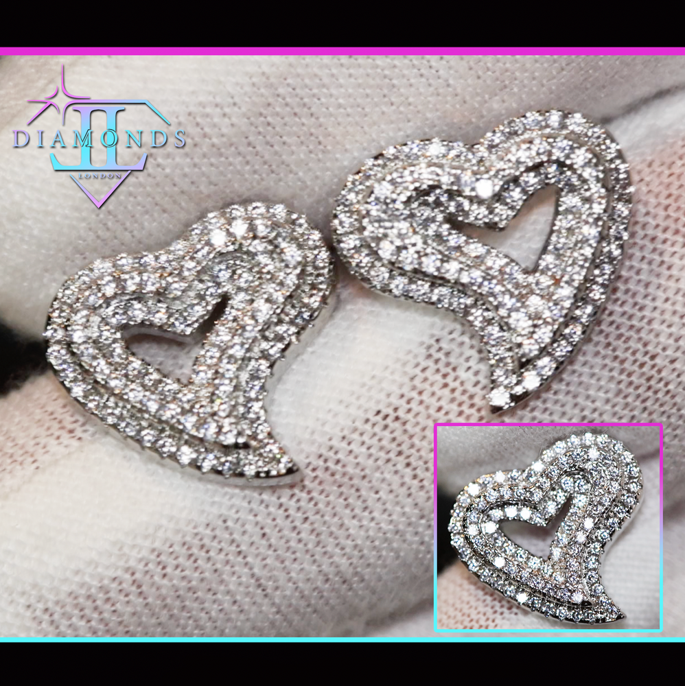 diamond heart ear studs