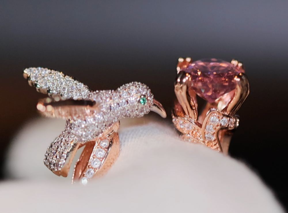 Diamond Bird Ring | Pink Diamond Ring | Womens Statement Ring | Womens ...