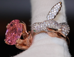 Diamond Bird Ring | Pink Diamond Ring | Womens Statement Ring |  Womens Rose Gold Ring | Pink Bird Diamond Ring | Womens Pink Gemstone Ring