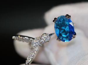 Diamond Bird Ring | Blue Diamond Ring | Womens Statement Ring |  Blue Engagement Ring | Blue Bird Diamond Ring | Womens Blue Gemstone Ring