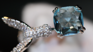 Diamond Bird Ring | Aquamarine Engagement Ring | Blue Diamond Ring | Womens Blue Gemstone Ring