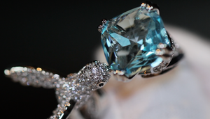 Diamond Bird Ring | Aquamarine Engagement Ring | Blue Diamond Ring | Womens Blue Gemstone Ring