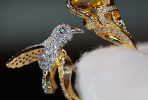 Diamond Bird Ring | Yellow Diamond Ring | Womens Statement Ring |  Womens Big Gold Ring | Yellow Bird Diamond Ring | Womens Yellow Gem Ring