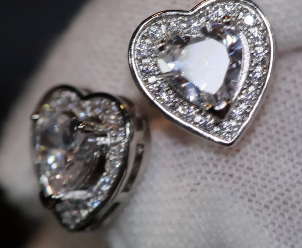 Diamond Heart Ear Studs | Womens Diamond Ear Studs | Ear Studs