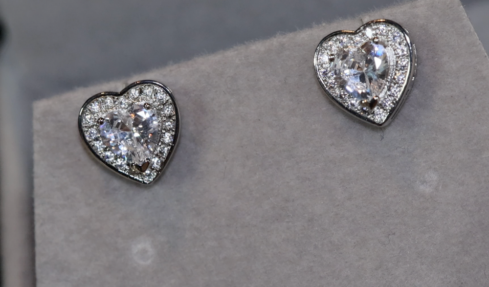 Diamond Heart Ear Studs | Womens Diamond Ear Studs | Ear Studs