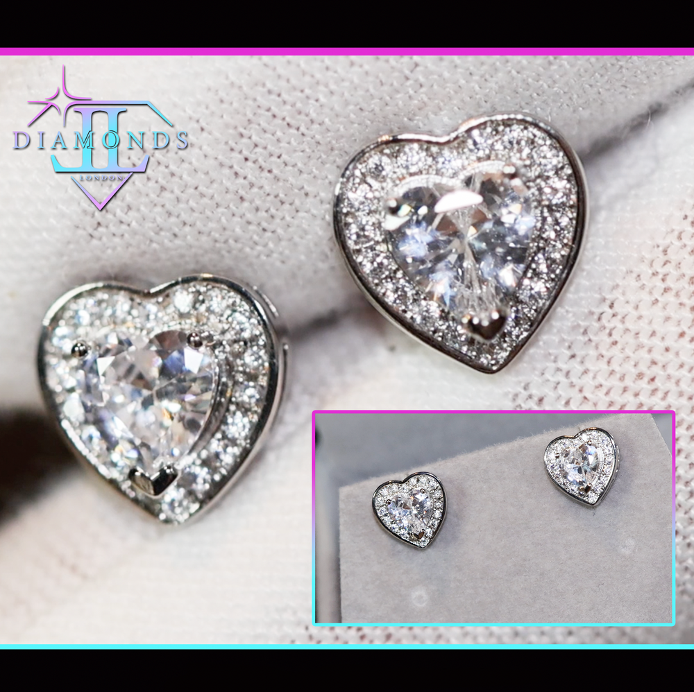 Diamond Heart Ear Studs