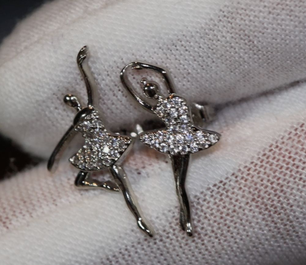 Dancer Jewelry | Womens Diamond Ear Studs | Charm Earrings | Ballerina