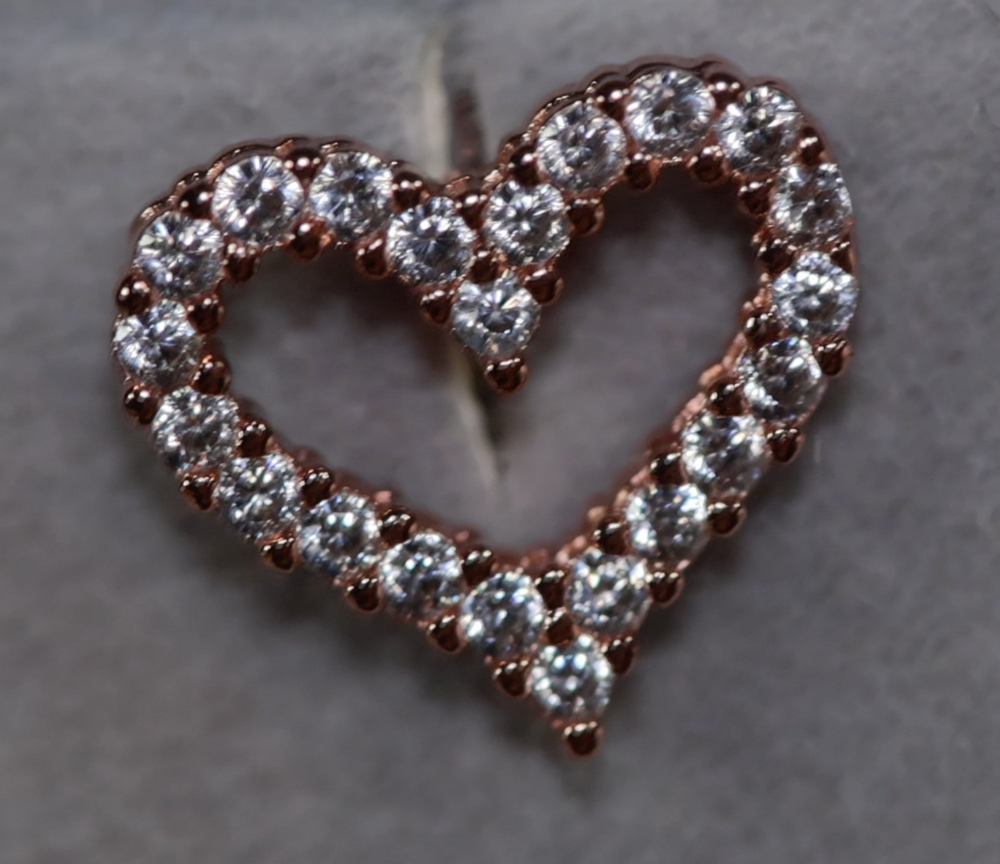 Rose Gold Diamond Heart Ear Studs | Rose Gold Ear Studs | Heart Ear Studs