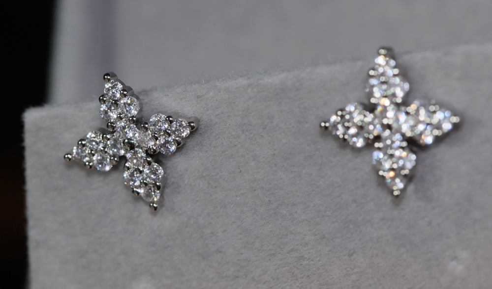 Star Shape Ear Studs | Snowflake Diamond Ear Studs | Star earrings with Diamonds