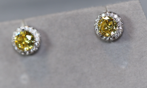Yellow Diamond Earrings | Womens Ear Studs | Iced Out Ear Studs | Yellow Diamond Ear Studs | Diamond Ear Studs | Mens Hip Hop Ear Studs