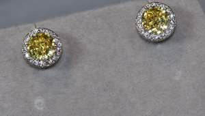 Yellow Diamond Earrings | Womens Ear Studs | Iced Out Ear Studs | Yellow Diamond Ear Studs | Diamond Ear Studs | Mens Hip Hop Ear Studs