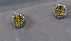 Yellow Diamond Earrings | Womens Ear Studs | Iced Out Ear Studs | Yellow Diamond Ear Studs | Diamond Ear Studs | Mens Hip Hop Ear Studs