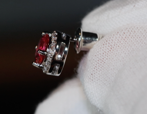 Womens Pink Diamond Ear Studs