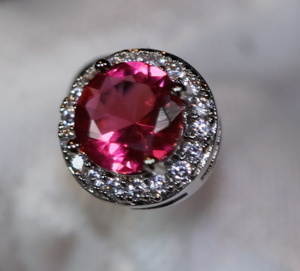 Womens Pink Diamond Ear Studs