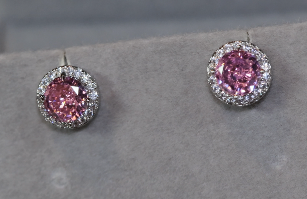 Pink Diamond Ear Studs | Classy Diamond Earrings