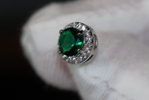 Green Diamond Earrings | Emerald Green Ear Studs | Emerald Diamond Earrings | Emerald Earrings