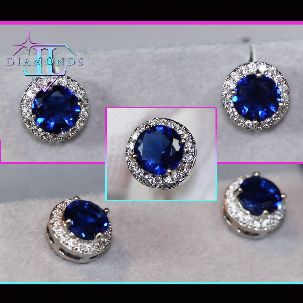 Blue Gemstone Ear Studs