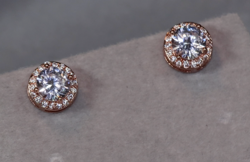 Rose Gold Diamond Ear Studs | Rose Gold Ear Studs