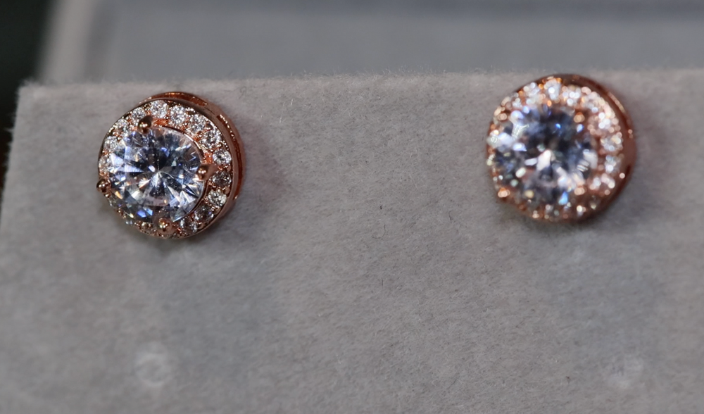 Rose Gold Diamond Ear Studs | Rose Gold Ear Studs