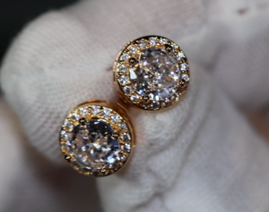 Gold diamond ear studs | Gold Earrings | Iced Out Earrings