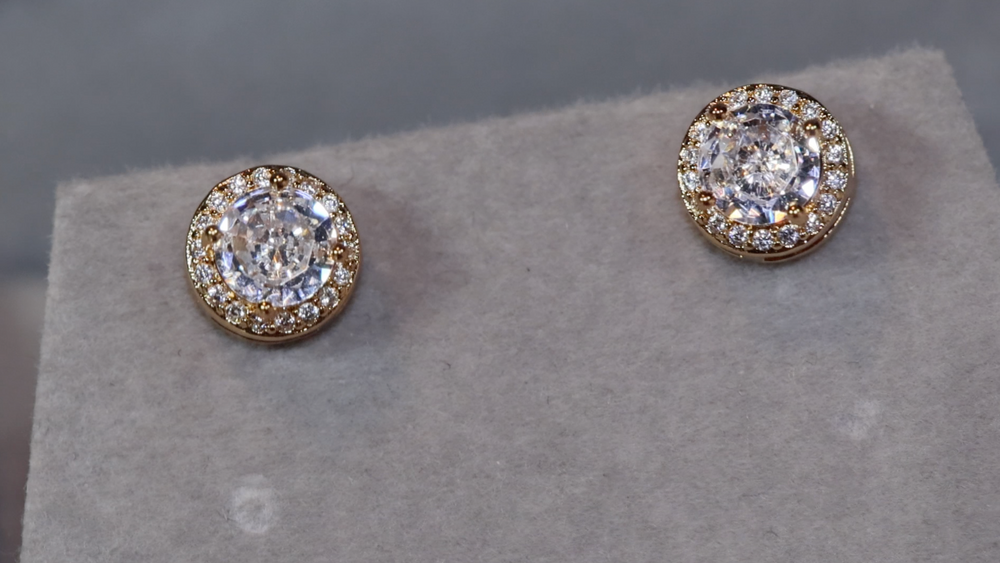 Gold diamond ear studs | Gold Earrings | Iced Out Earrings