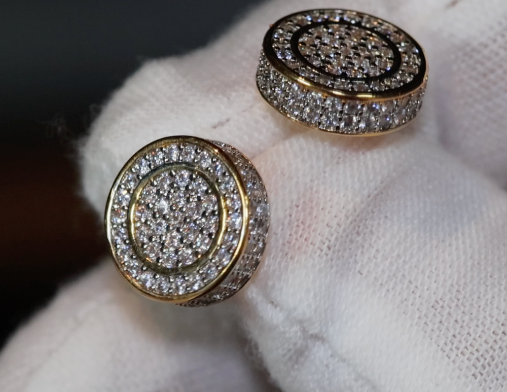 Big Gold Diamond Ear Studs