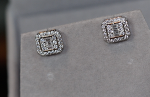 Diamond Earrings | Womens Diamond Ear Studs | Mens Iced Ear Studs | Baguette Ear Studs