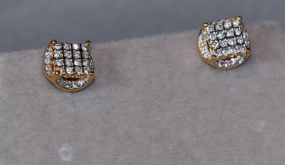 Mens Gold Diamond Ear Studs | Womens Ear Studs | Iced Out Ear Studs