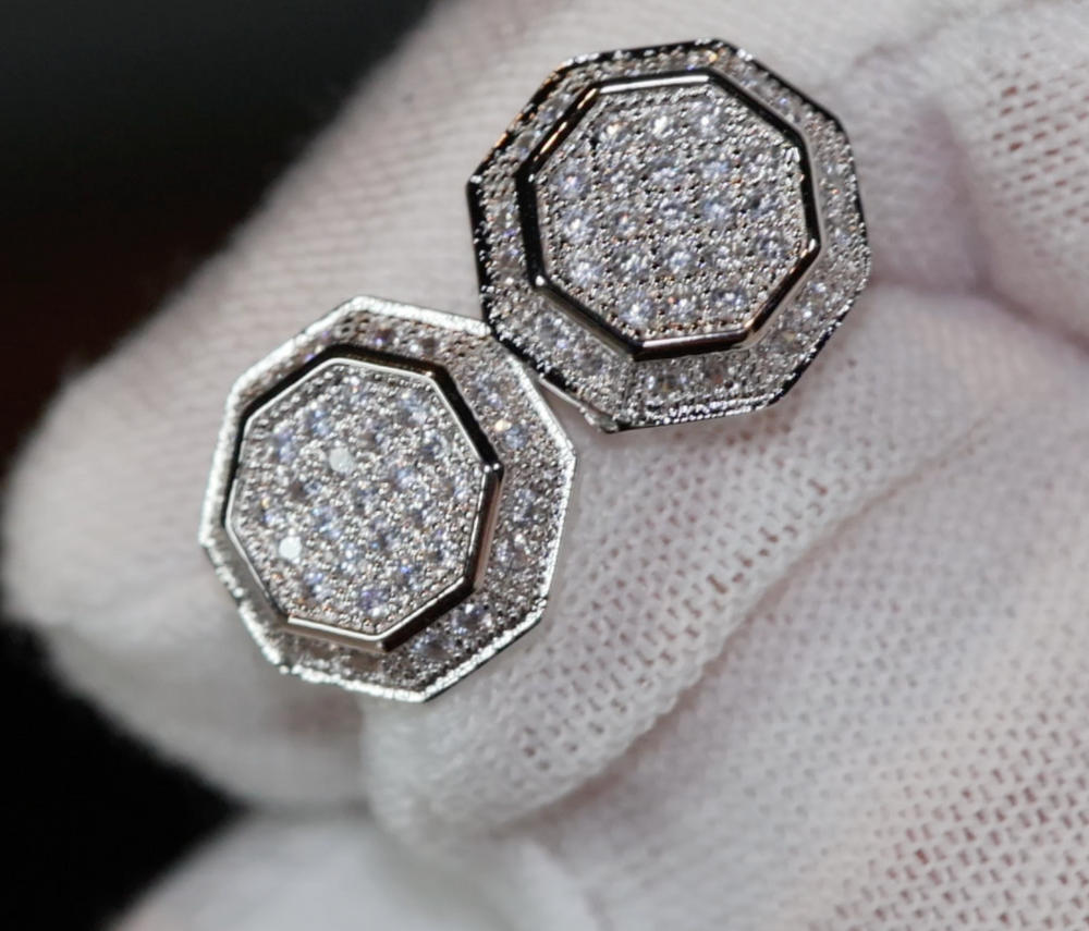 Octagon Diamond Ear Studs