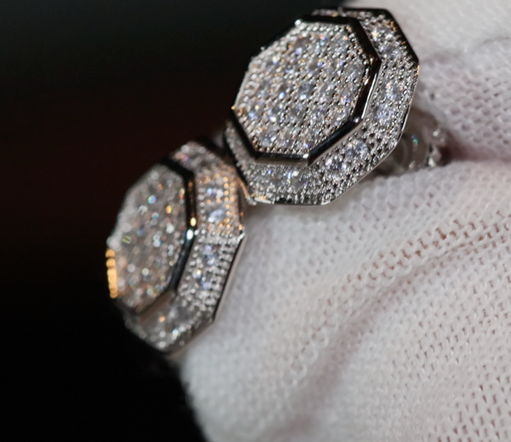 Octagon Diamond Ear Studs | Hip Hop Diamond Ear Studs | Iced Out Ear Studs