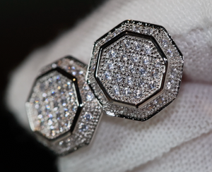 Mens Octagon Diamond Ear Studs