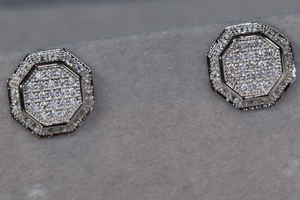 Womens Octagon Diamond Ear Studs