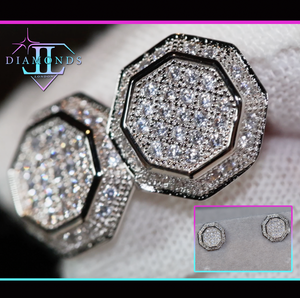 Octagon Diamond Ear Studs